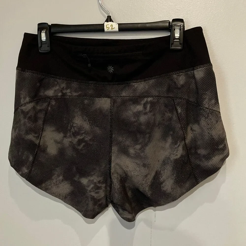 Athleta Run With It Printed 3.5” Short Size Small Black & Grey #778 - Picture 2 of 8